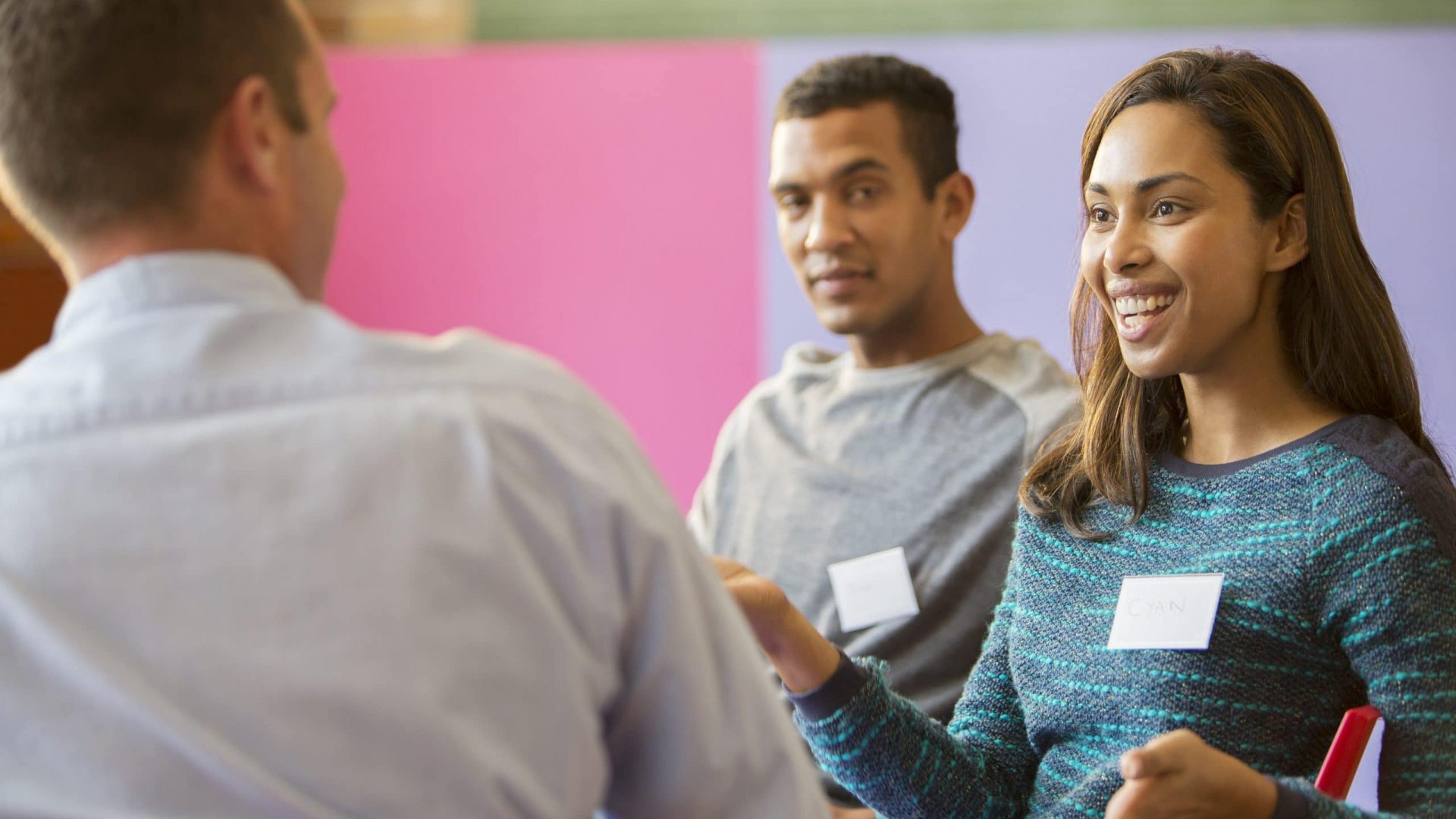 Woman speaking in meeting